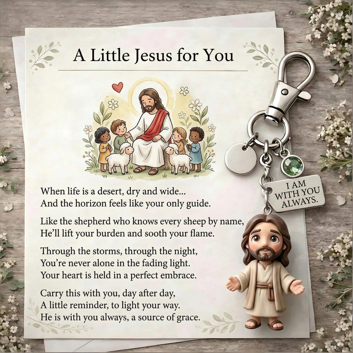 "A Little Jesus for You" - Comforting Pocket Reminder Keychain & Poem Card Gift Set üåüüôè