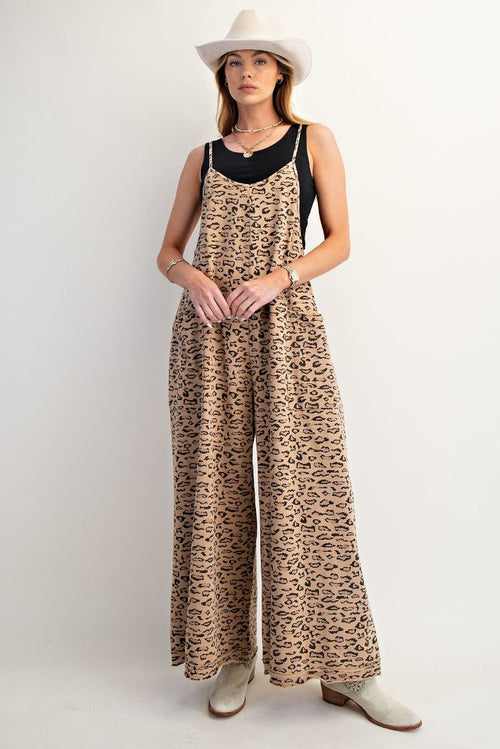 Animal Print terry knit overall