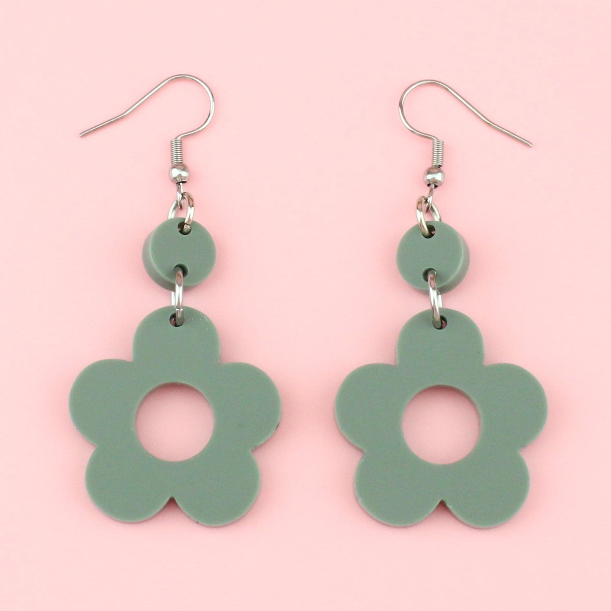 Sage Green Flower Power Earrings