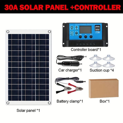 12V high-efficiency polycrystalline silicon solar panel power supply, 30-100A PWM controller, used for outdoor phone charger