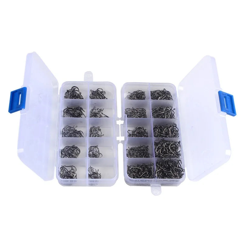 Fishing Hooks Set High Carbon Steel Barbed Fishhooks for Saltwater Freshwater