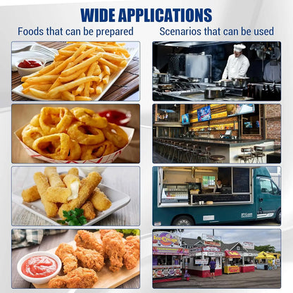 Commercial Electric Deep Fryer with Baskets Stainless Steel Adjustable Temperature Deep Fryer for Restaurant and Home