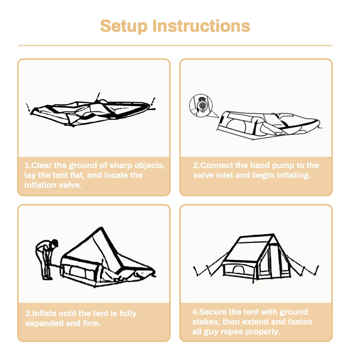 PAKICETUS Inflatable Camping Tent – 4-8 Person Portable 4-Season Waterproof Tent with Windows