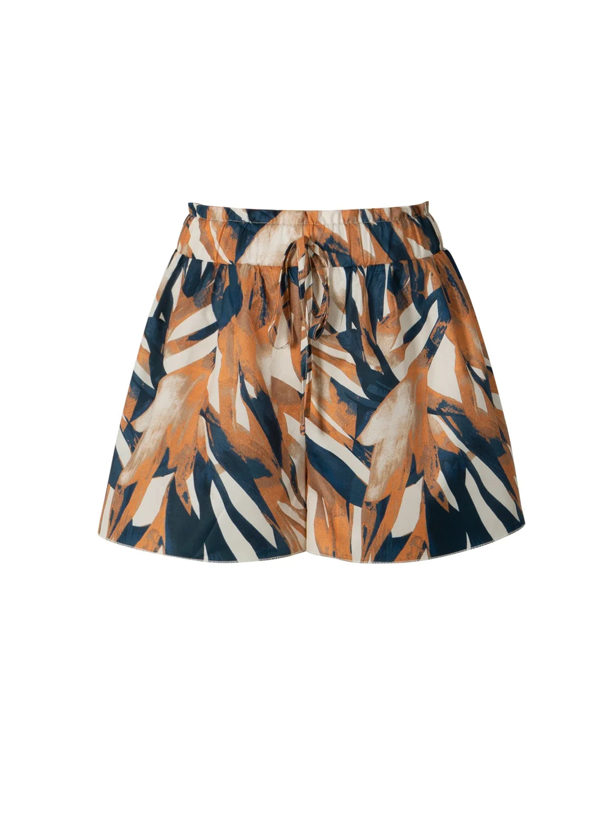 Women Casual Shorts Boho Abstract Print High Waist Ruffled Hem Drawstring Waist Flowy A Line Spring Summer Beach Vacation Shorts