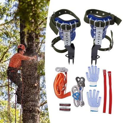 Tree Climbing Spike Set Adjustable Pole Climbing Gear Kit w/Safety Belt Portable