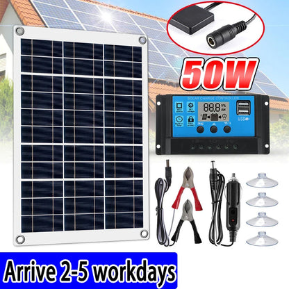 12V high-efficiency polycrystalline silicon solar panel power supply, 30-100A PWM controller, used for outdoor phone charger