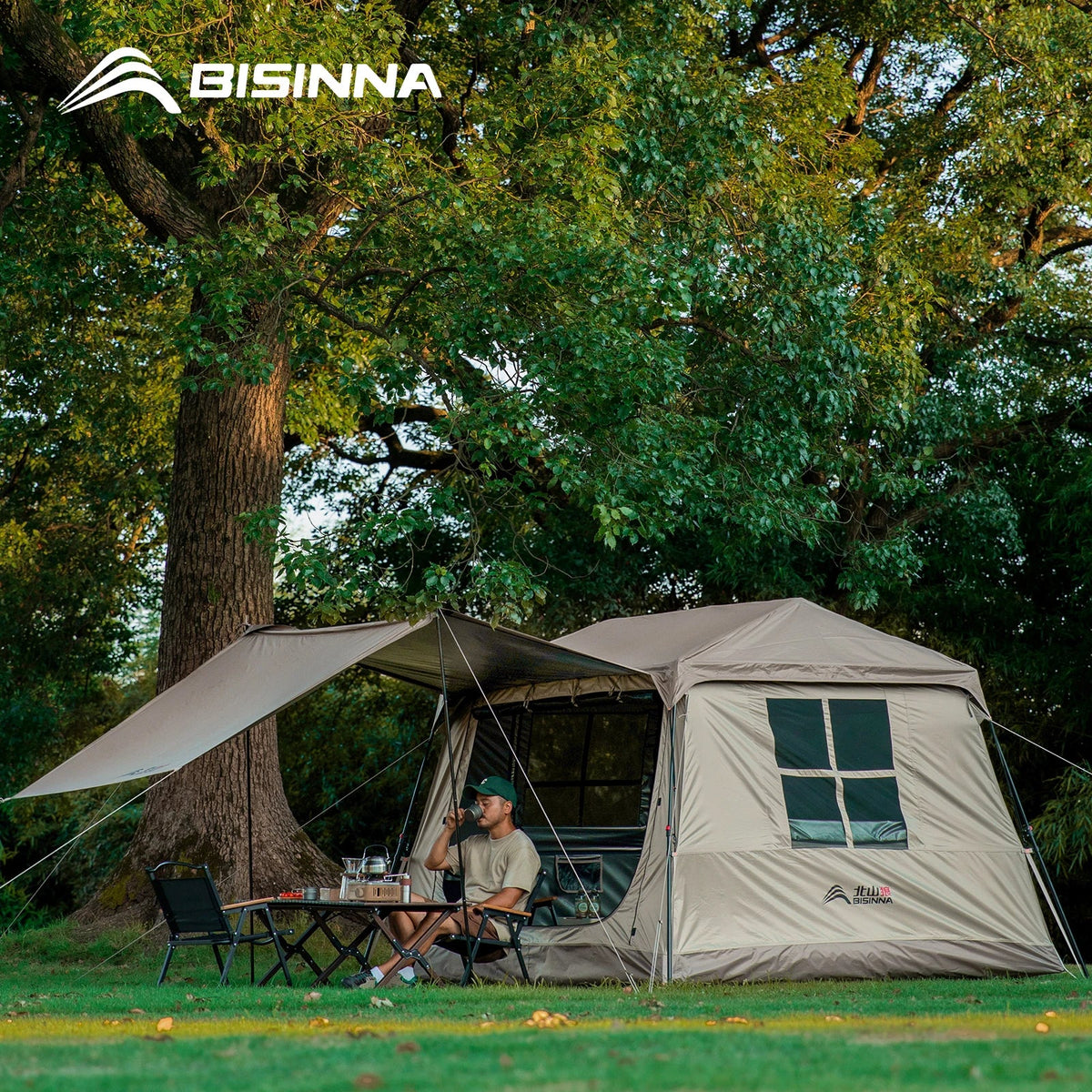 3-4 Person Automatic Cabin Camping Tent – Quick Setup, 150D Oxford, 2000-3000mm Waterproof