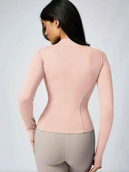 Fitfemme Women's Slim Fit Full - Zip Long - Sleeve Quick - Dry Breathable Athletic Workout Jacket