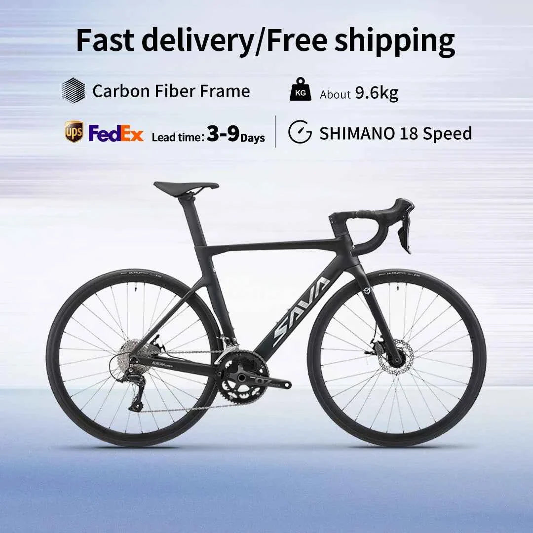 SAVA Carbon Fiber Racing Road Bicycle Carbon Frame Bicycle Integrated Handlebar SHIMANO 18-Speed Adult Competition Bicycle