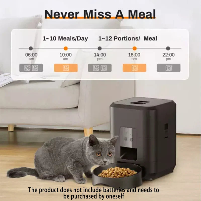 2L Automatic Feed Dispenser For Pets Intelligent Feed Dispersion For Cats And Dogs Regular Quantitative Feeding With Recording