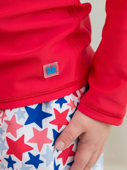 Boys Vintage Red Long Sleeve Rash Guard