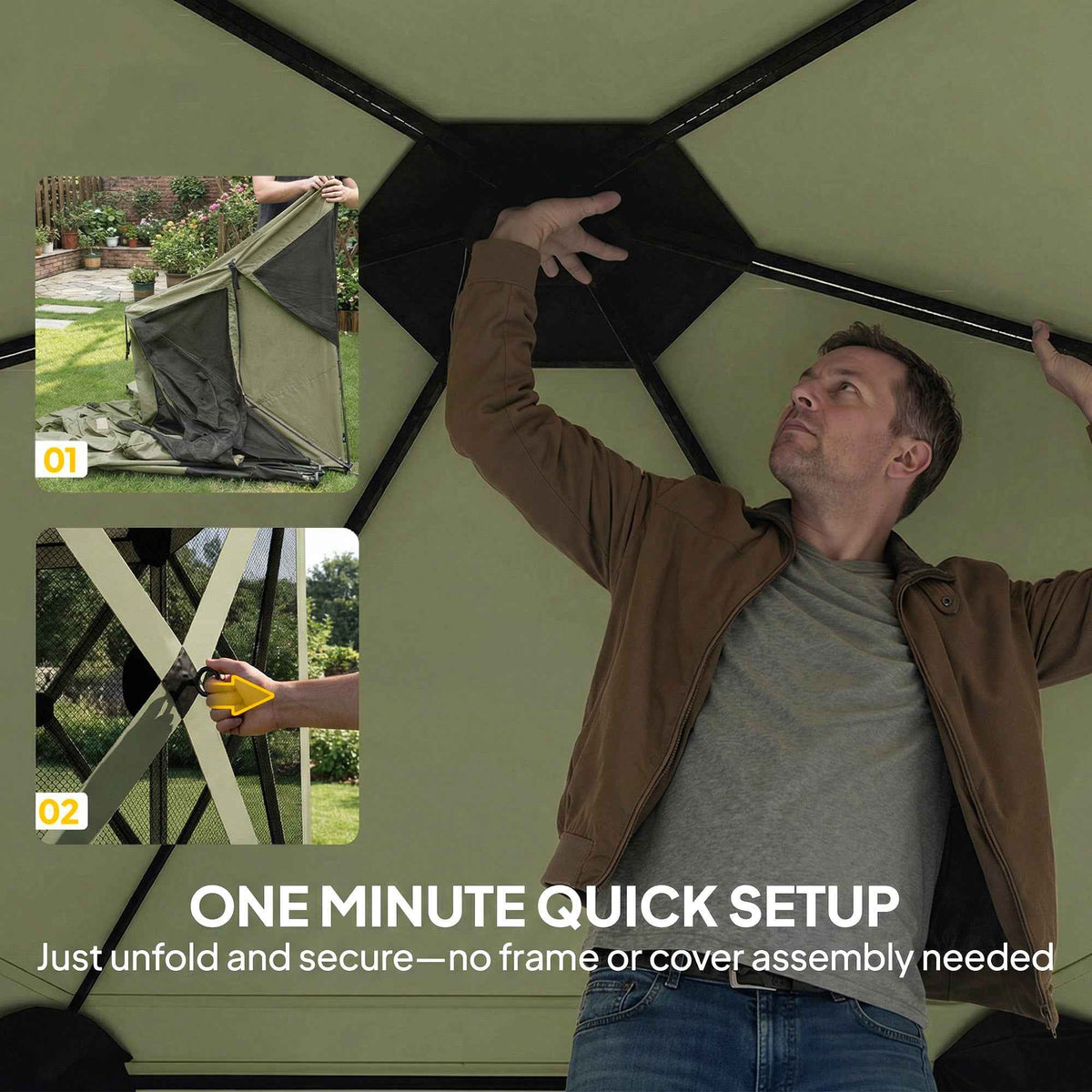 10x11ft Pop-Up Gazebo Screen Tent – UPF30+, Mesh Sides, 6-8 Person