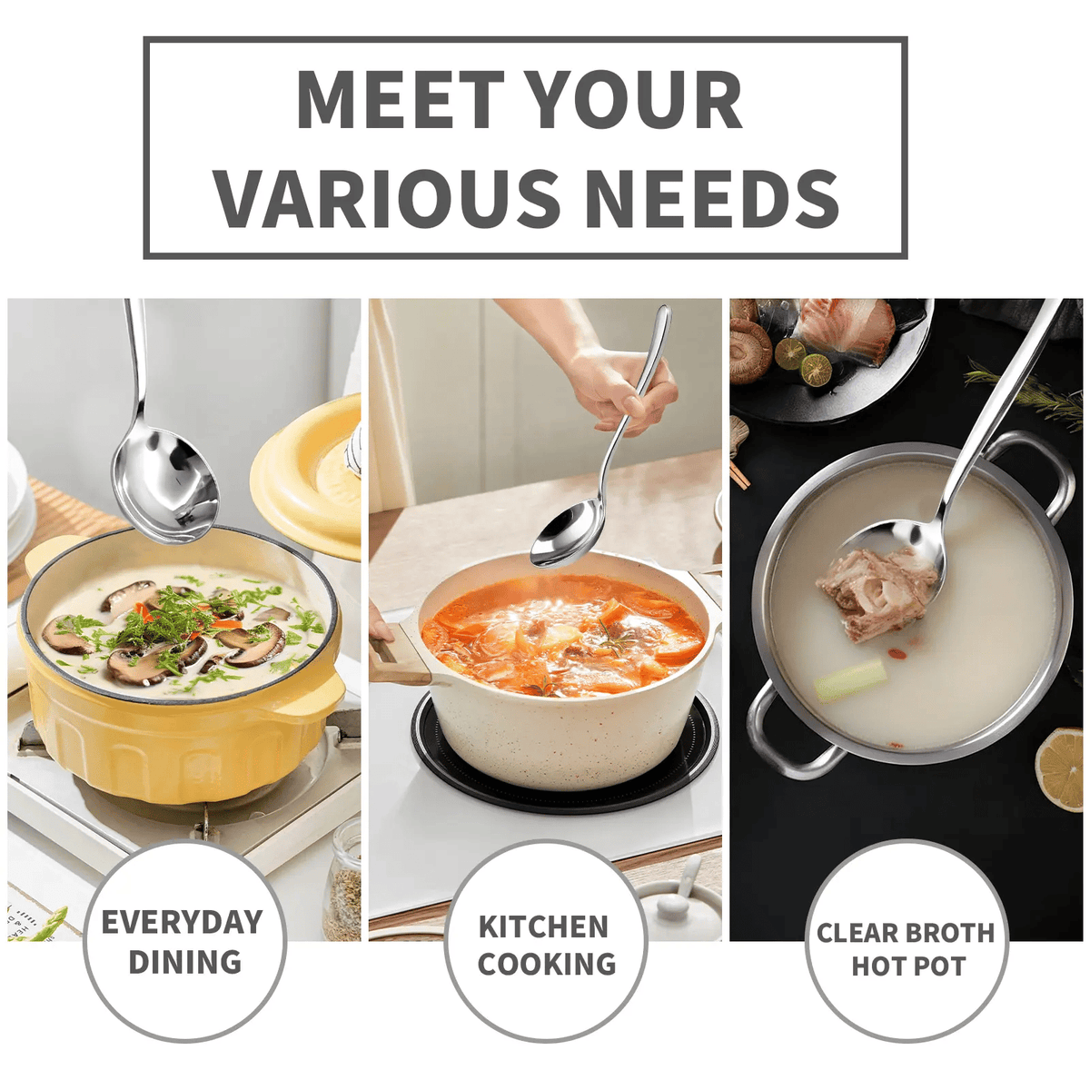 üç≤ 4/6 PCs Stainless Steel Soup Spoon Set