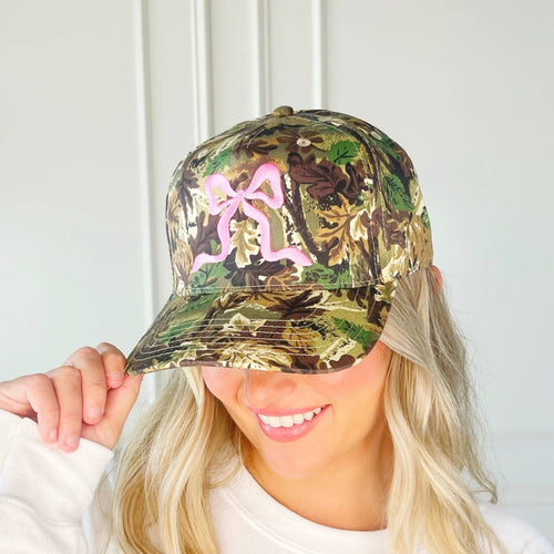 Bow Camo Trucker Hat: Pink