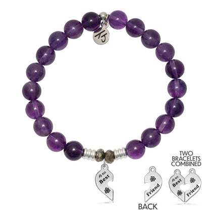 Amethyst Gemstone Bracelet with Forever Friends Sterling Silver Charm