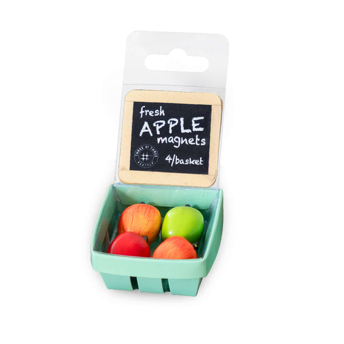 Apple Magnets In Basket - Three by Three Seattle