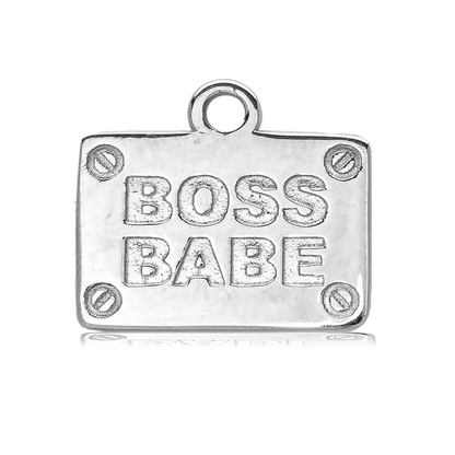 Aqua Amazonite Stone Bracelet with Boss Babe Sterling Silver Charm