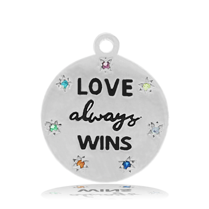 Aqua Amazonite Stone Bracelet with Love Always Wins Sterling Silver Charm