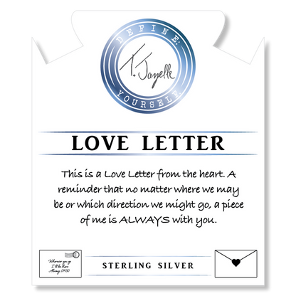 Aqua Amazonite Stone Bracelet with Love Letter Sterling Silver Charm