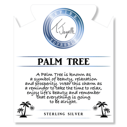Aqua Amazonite Stone Bracelet with Palm Tree Sterling Silver Charm