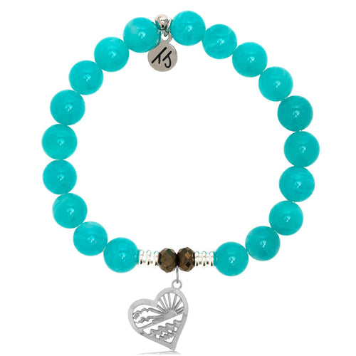 Aqua Amazonite Stone Bracelet with Seas the Day Sterling Silver Charm