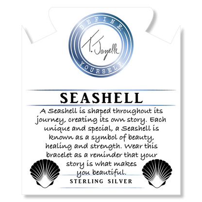 Aqua Amazonite Stone Bracelet with Seashell Sterling Silver Charm