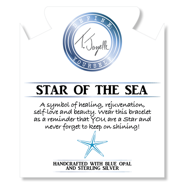 Aqua Amazonite Stone Bracelet with Star of the Sea Sterling Silver Charm