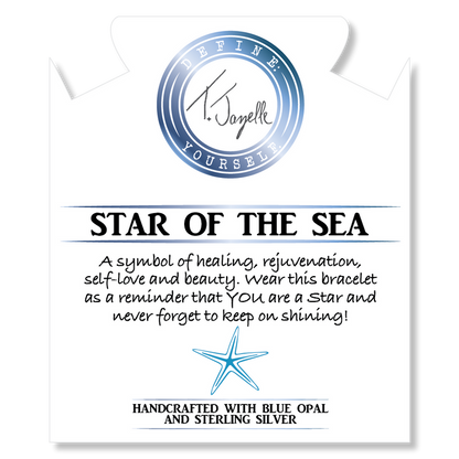 Aqua Amazonite Stone Bracelet with Star of the Sea Sterling Silver Charm
