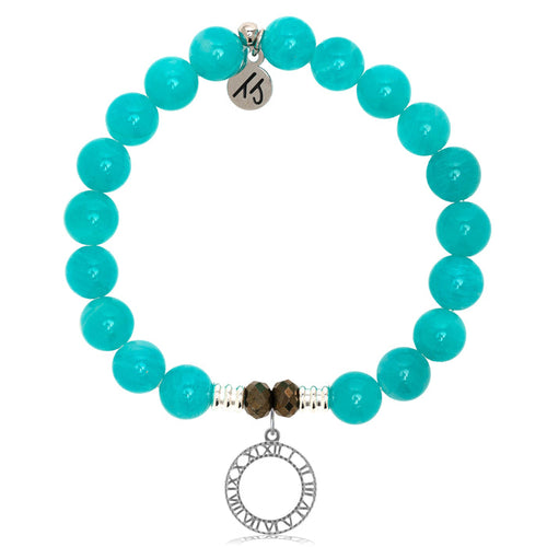 Aqua Amazonite Stone Bracelet with Timeless Sterling Silver Charm