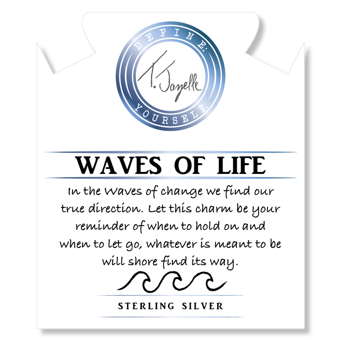 Aqua Amazonite Stone Bracelet with Waves of Life Sterling Silver Charm