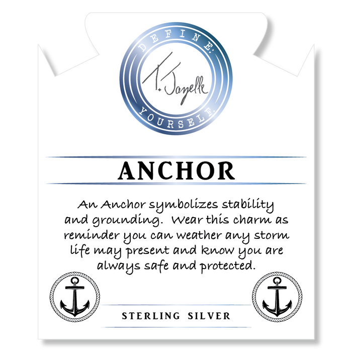 Australian Agate Stone Bracelet with Anchor Sterling Silver Charm