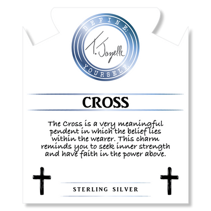 Australian Agate Stone Bracelet with Cross Sterling Silver Charm