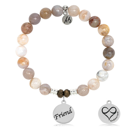 Australian Agate Stone Bracelet with Friends Sterling Silver Charm