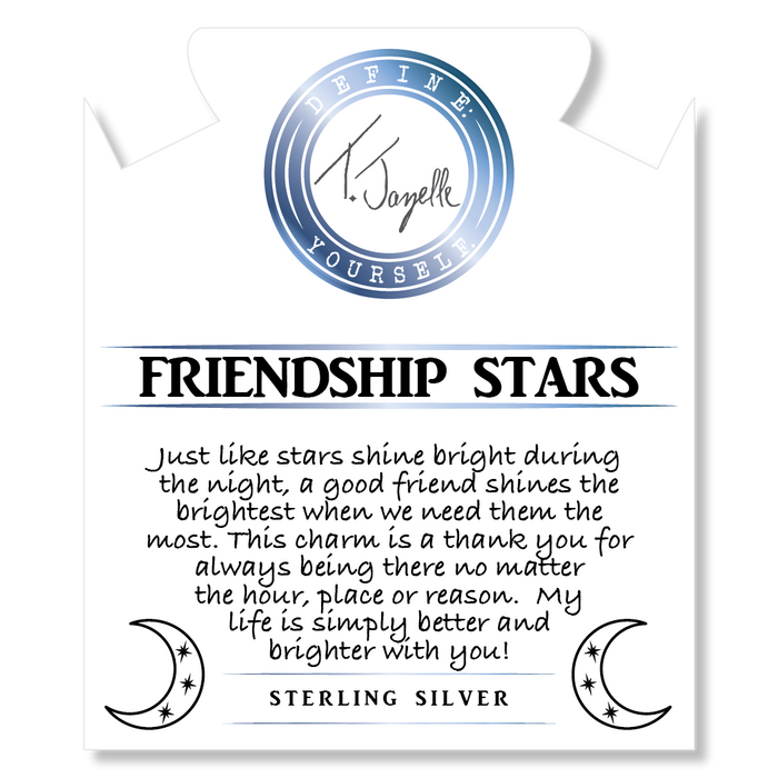 Australian Agate Stone Bracelet with Friendship Stars Sterling Silver Charm