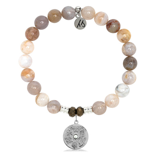 Australian Agate Stone Bracelet with Ocean Lovers Sterling Silver Charm