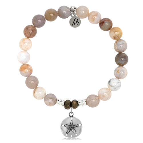 Australian Agate Stone Bracelet with Sand Dollar Sterling Silver Charm