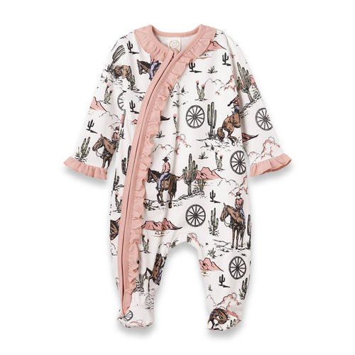 Baby Girl's On The Range Bamboo Zipper Romper