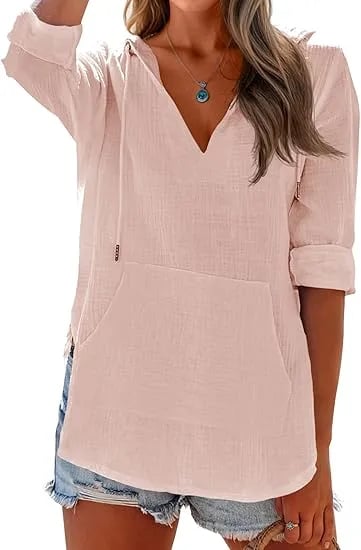 Women's V-Neck Hooded Beach Cover-Up