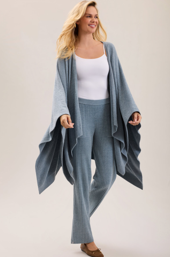 Barefoot Dreams CozyChic Lite Weekend Wrap - Blue Aura Loungewear in OS at Wrapsody