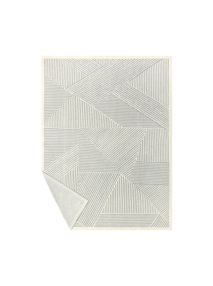 Barefoot Dreams Mixed Stripe Cream/Moonwater Throw Blankets & Throws in at Wrapsody
