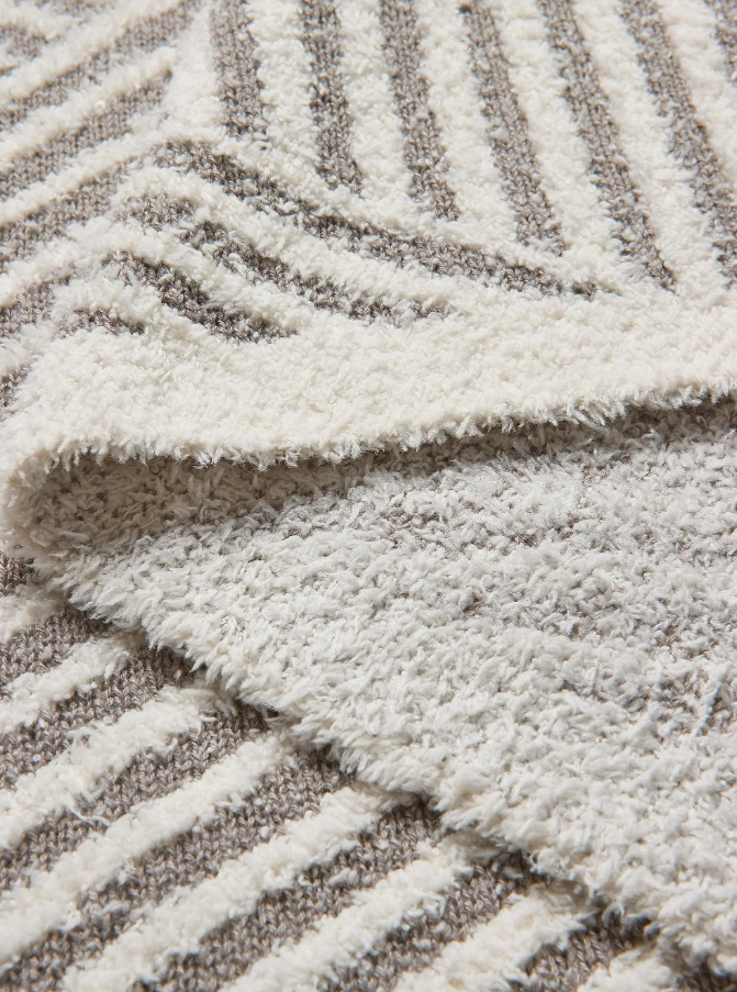 Barefoot Dreams Mixed Stripe Cream/Pewter Throw Blankets & Throws in at Wrapsody