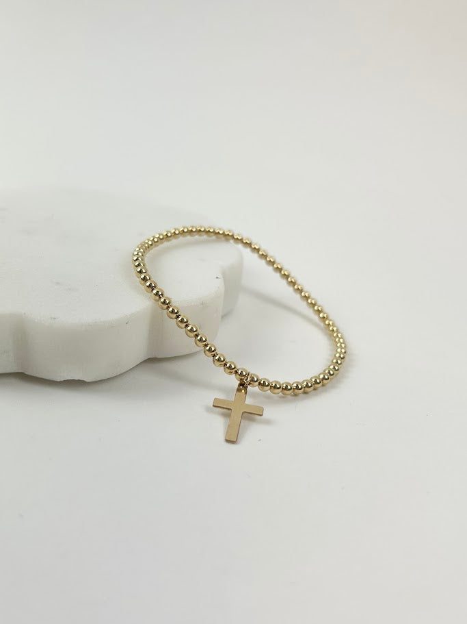 Beaded Blondes Cross Charm Bracelet Bracelets in at Wrapsody