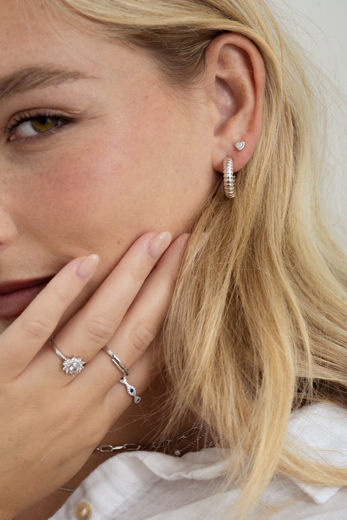 Bezel Heart Studs