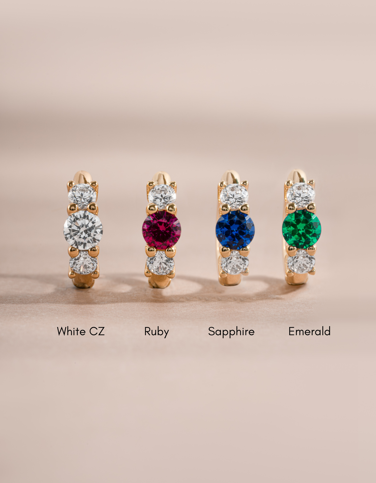Sapphire Three Stone Huggie Hoops
