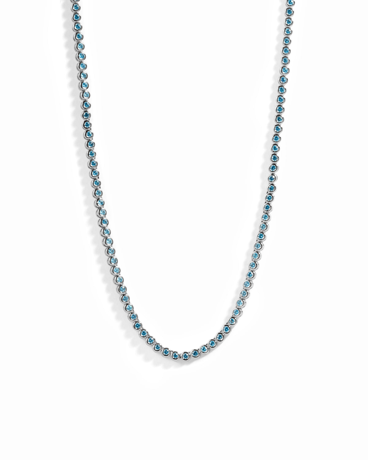 Aquamarine Bezel Tennis Necklace
