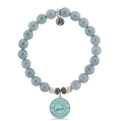 Blue Quartzite Stone Bracelet with Cape Cod Enamel Sterling Silver Charm