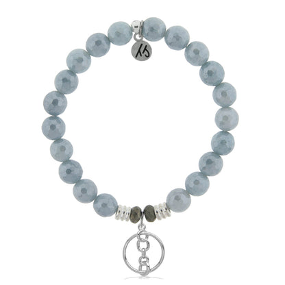 Blue Quartzite Stone Bracelet with Connection Sterling Silver Charm