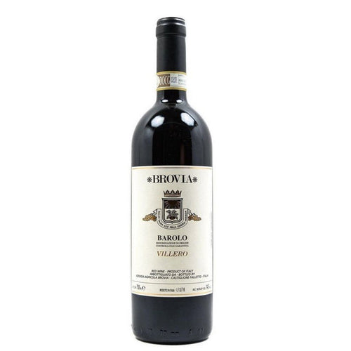 Brovia Barolo Villero wine bottle, dark glass with label