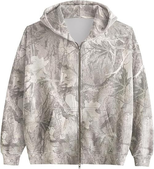 Unisex Printed Hooded Jacket – Casual Zip-Up Outerwear
