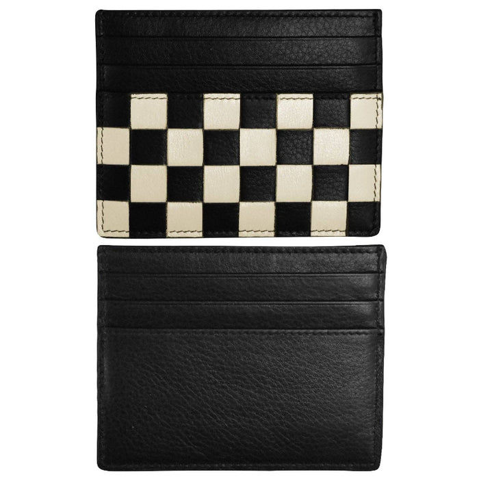 Checkerboard Card Case - Black/Stone